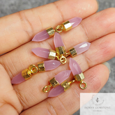 Pink Chalcedony Electroplated Tiny Spike Pendant Charms, Gemstone Charms, Healing Stone Pencil Pendant, Love Jewelry, Dainty Gift for Woman